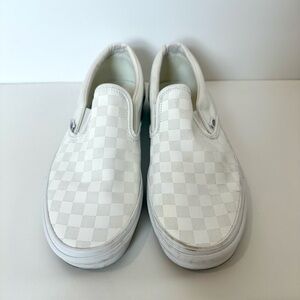 Men’s Vans Classic Slip On White Checkered Shoes Sz 11
